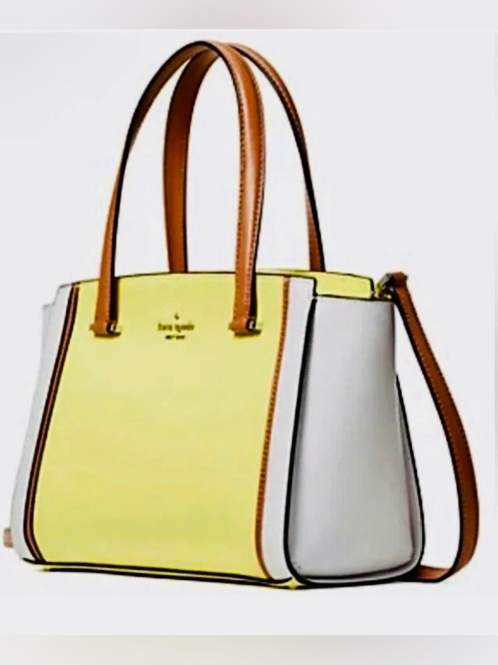 NWOT! Kate Spade Patterson Geraldine Limelight Yellow Leather Structured Satchel